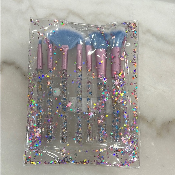 Sparkling Makeup Brush Set with Pink and Blue - Picture 1 of 5